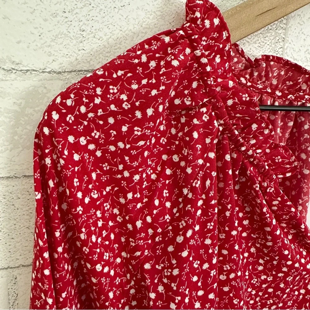 ISABEL Maternity by Ingrid + Isabel Red Flowered Side Tie Long Sleeve Top - Picture 7 of 11